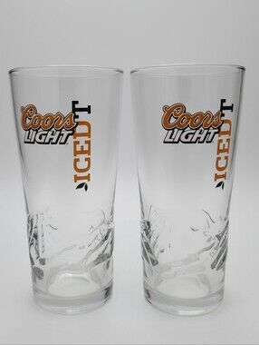 Coors Light Iced Tea Embossed Pint Glass 14 oz Lot of 2
